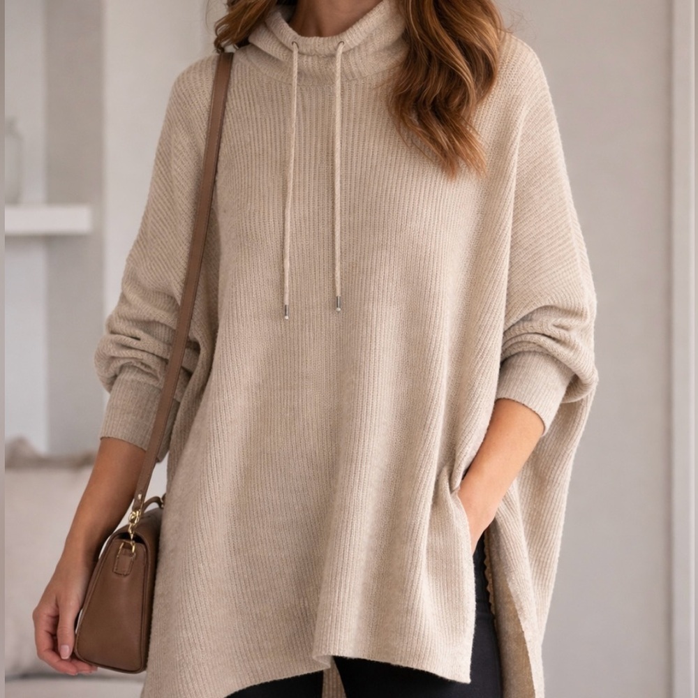 H&M Beige Cream Hoodie Sweater Type Size XL PTP 25 Inch length 31 Inch
